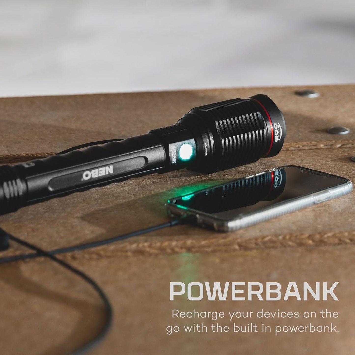 NEBO Redline 6K Rechargeable Flashlight | 6000 Lumens, 4 Light Modes, Durable Metal & Waterproof, Bright Tactical Light for Camping, Hunting & EDC, Includes Charging Cable