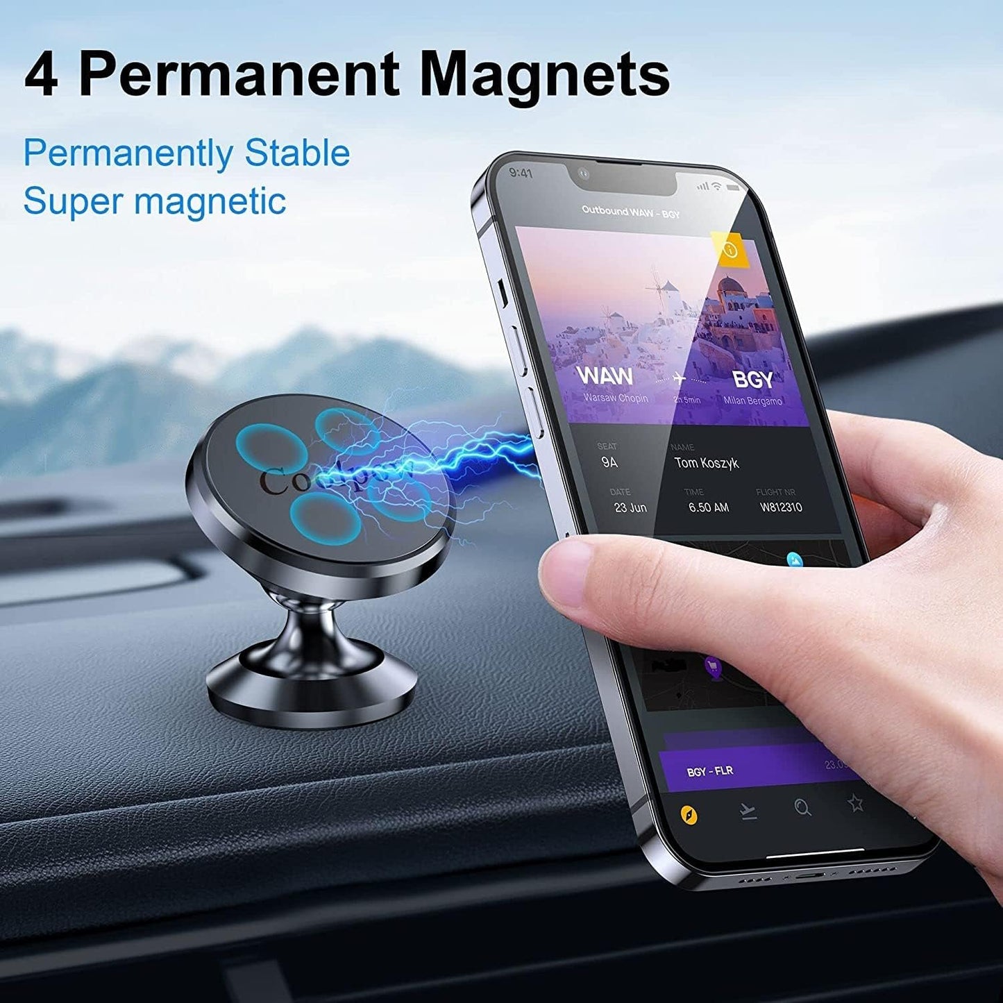 【2-PACK】Magnetic Phone Holder Car, [ Strong Magnet ] Universal Dashboard Magnetic Cell Phone Holder Car [ 360° Rotation ] Hands Free magnetic Car Phone Holder Mount Fits All Cell Phone,GPS, iPhone etc