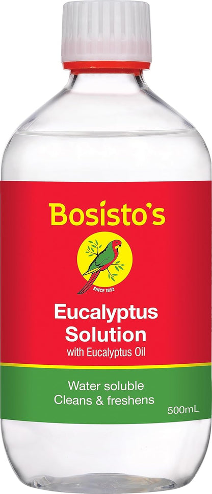Bosisto's Eucalyptus Solution 500mL | with 100% Natural Eucalyptus Oil, Essential Oils, Dissolves Easily in Water, Natural Cleaning, Deodorising, Australian Made & Owned