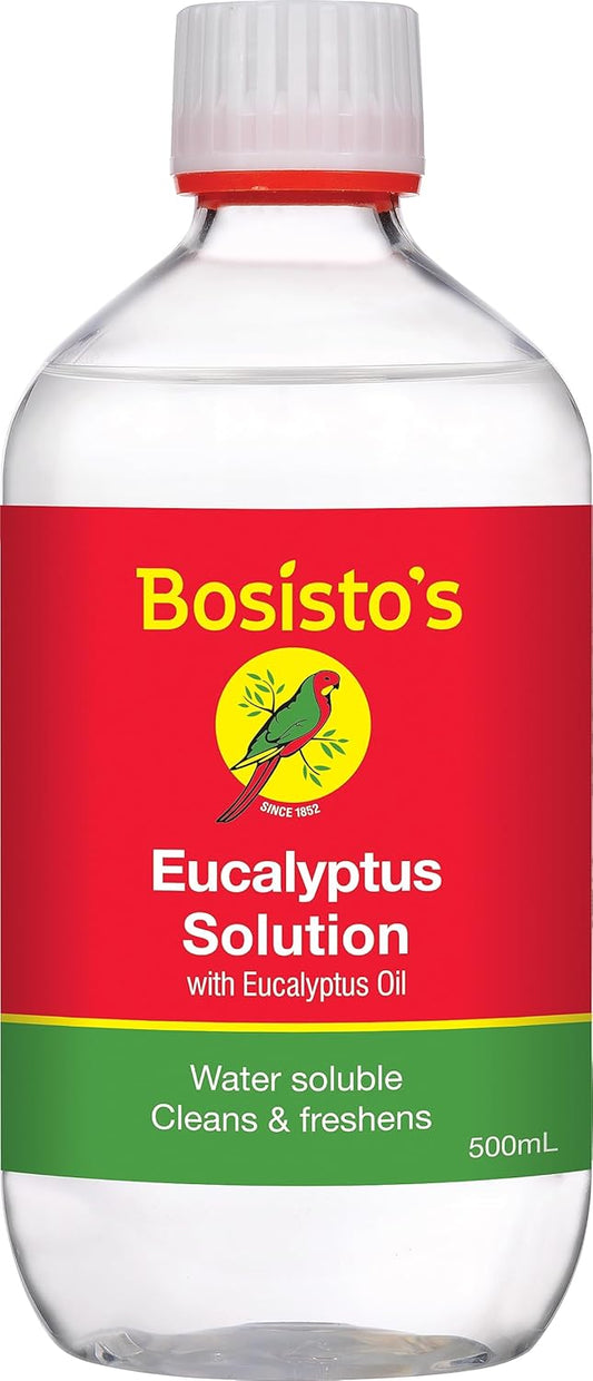 Bosisto's Eucalyptus Solution 500mL | with 100% Natural Eucalyptus Oil, Essential Oils, Dissolves Easily in Water, Natural Cleaning, Deodorising, Australian Made & Owned
