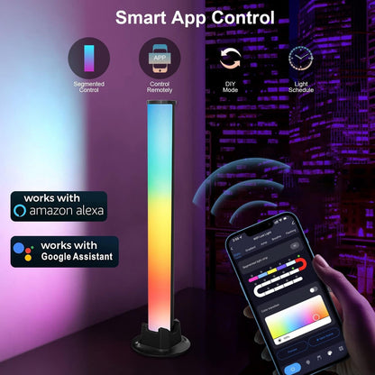 WiFi LED Lights Bars, 2 Pack Necomi Smart RGB Light Bars Compatible with Alexa, Google Home, Bluetooth Smart App Music Sync Color Changing RGB LED Light Strip, for PC, TV, Room