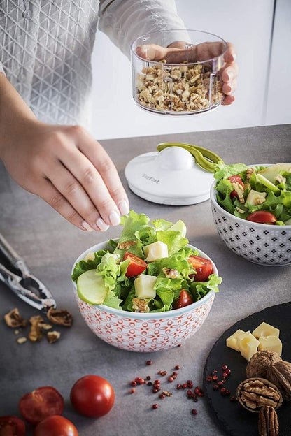 Tefal K1330404 Manual Food Chopper and Mixer with Stainless Steel Blades for Vegetables, Onions, Herbs and Nuts, 5 Second Chopper, 500 ml, Green - Dark Citronnelle