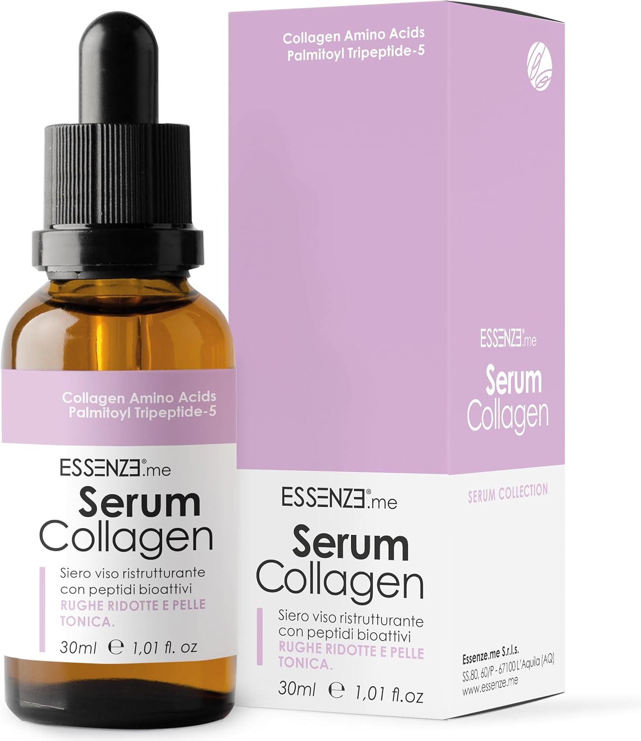 Essenze Hydrolyzed Collagen Face Serum with Bioactive Peptides – Anti-Wrinkle Moisturizing, Firming, Anti-Aging – Suitable for All Skin Types – 30 ml