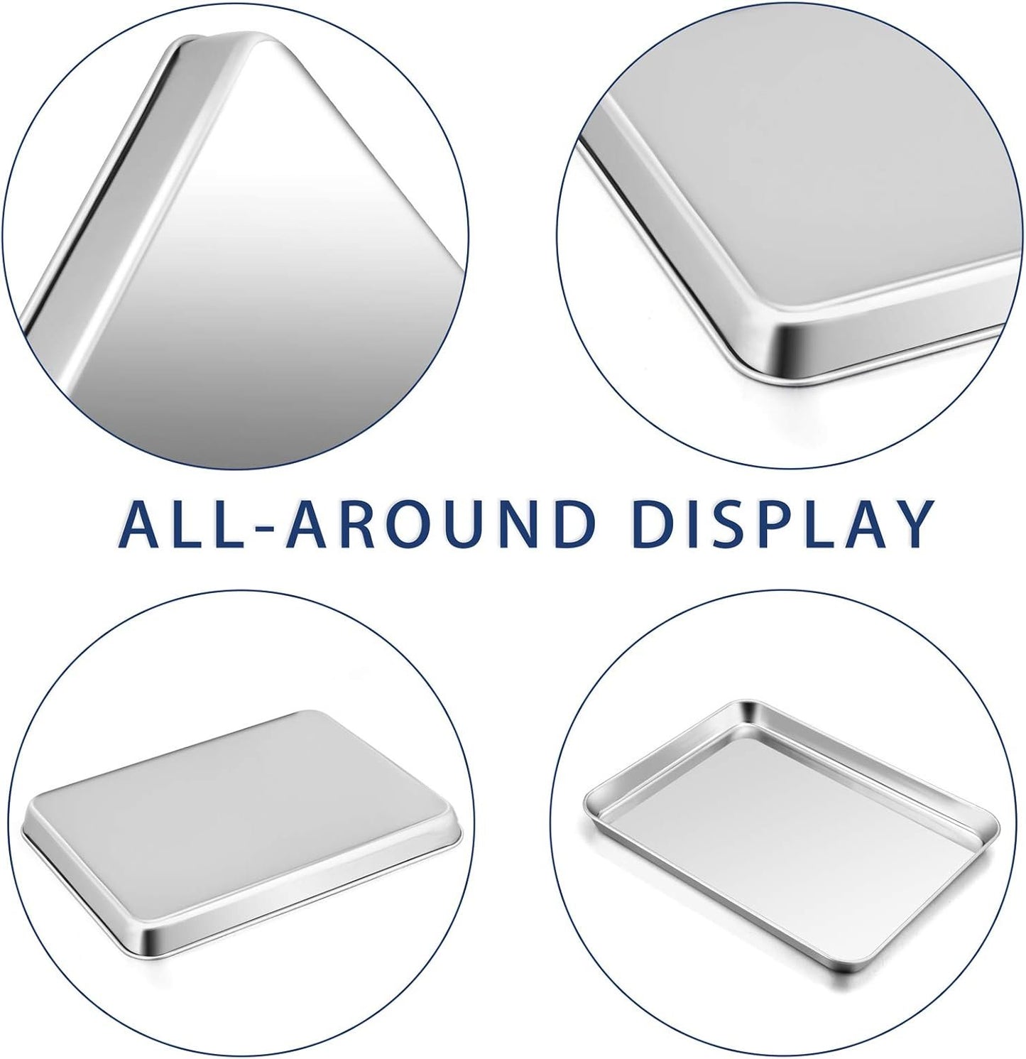 P&P CHEF 16 Inch Large Baking Sheet Set of 2, Stainless Steel Cookie Sheet, Baking Pan Bakeware Set, Heavy Duty & Healthy, Oven & Dishwasher Safe