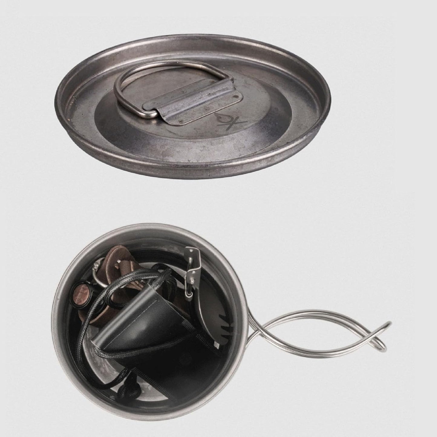 Jvjggag Camp Cooking Set, Cookware Stainless Steel, Lightweight Gear Portable with Handle Two Folding Pots for Backpacking RV Camping Outdoor Picnic Bushcraft Travel