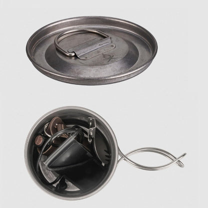 Jvjggag Camp Cooking Set, Cookware Stainless Steel, Lightweight Gear Portable with Handle Two Folding Pots for Backpacking RV Camping Outdoor Picnic Bushcraft Travel