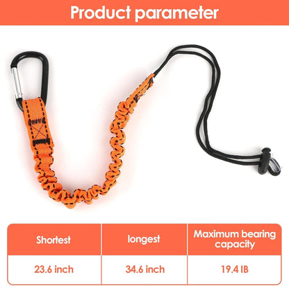 5PCS Retractable Tool Lanyards Reflective Safety Tool Leash with Aluminum Buckle Adjustable Loop End Shock Absorbing Tool Fall Protection Equipment, 23.6inch