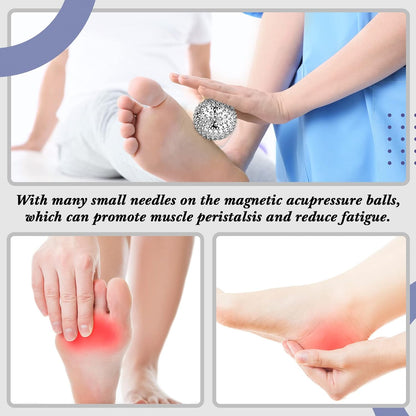 6 Pieces Massage Ball Hedgehog Balls for Muscle Recovery Magnetic Balls for Acupuncture Hand Therapy Stress Relief Diameter 32 mm 47 mm 56 mm (Silver)
