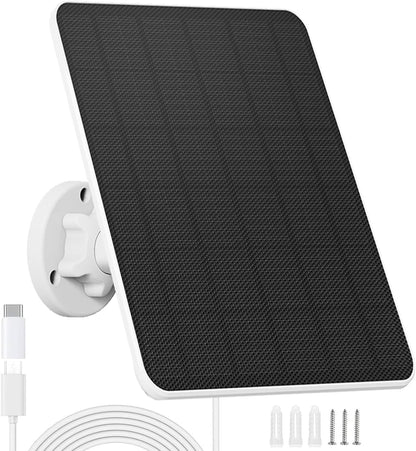 Mozzoom Solar Panel for Security Camera, 4W 5V Solar Panel with USB C Micro USB Port, Portable Solar Panel with IP65 Waterproof for Rechargeable Battery Powered Outdoor Camera (1 Pack)