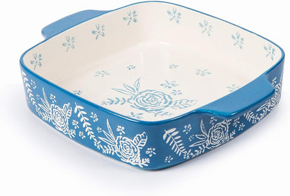 Wisenvoy Baking Dish Ceramic Brownie Pan 9x9 Baking Pan Casserole Dish Lasagna Pan Square Rose Dish Bakeware Sets