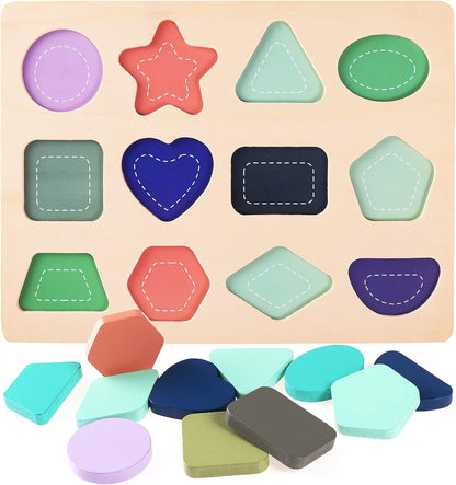 Wooden Puzzles for Kids 3-5, Wood Alphabet ABC Number and Shape Puzzles Toddlers Preschool Early Learning Puzzle Board Toys for Boys Girls Ages 3 4 5 6 Year Old (Set of 3)