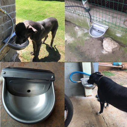 Lucky Farm Automatic Cattle Waterer Horse Sheep Goat Pig Dog Water Trough 4 in1 Livestock Watering Equipment (Water Bowl& Pipe &Adaptor &Mounting Screws)