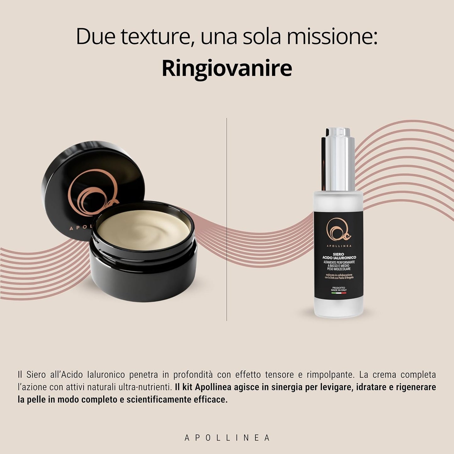 Apollinea Skin Care Face Kit for Women and Men with Hyaluronic Acid Face Serum (30 ml) and Anti-Wrinkle Face Cream 100% Made in Italy