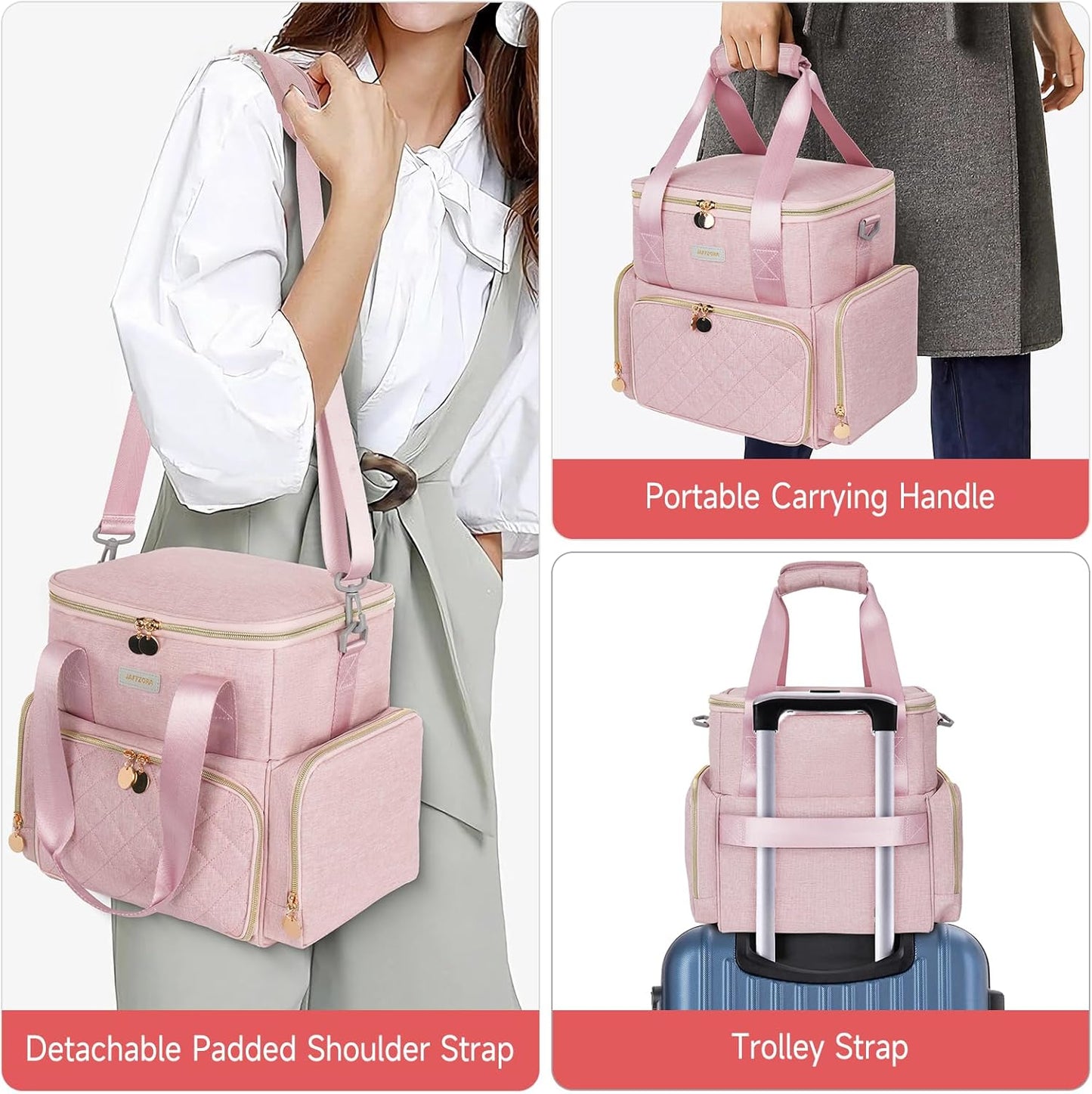 Large Double Layer Makeup Bag, Candy Pink, Storage Bag, Pink Storage Bag, pink, Storage Organizer Bag