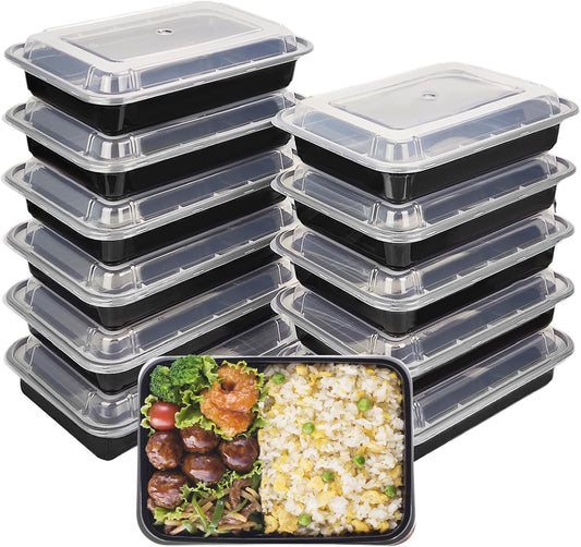 POUYRBA Meal Prep Containers, 30pcs 28oz Plastic Meal Prep Food Storage Containers with Lids Leakproof Reusable Disposable to Go Containers for Meat Bakery Cookies Sandwiches and Fruit