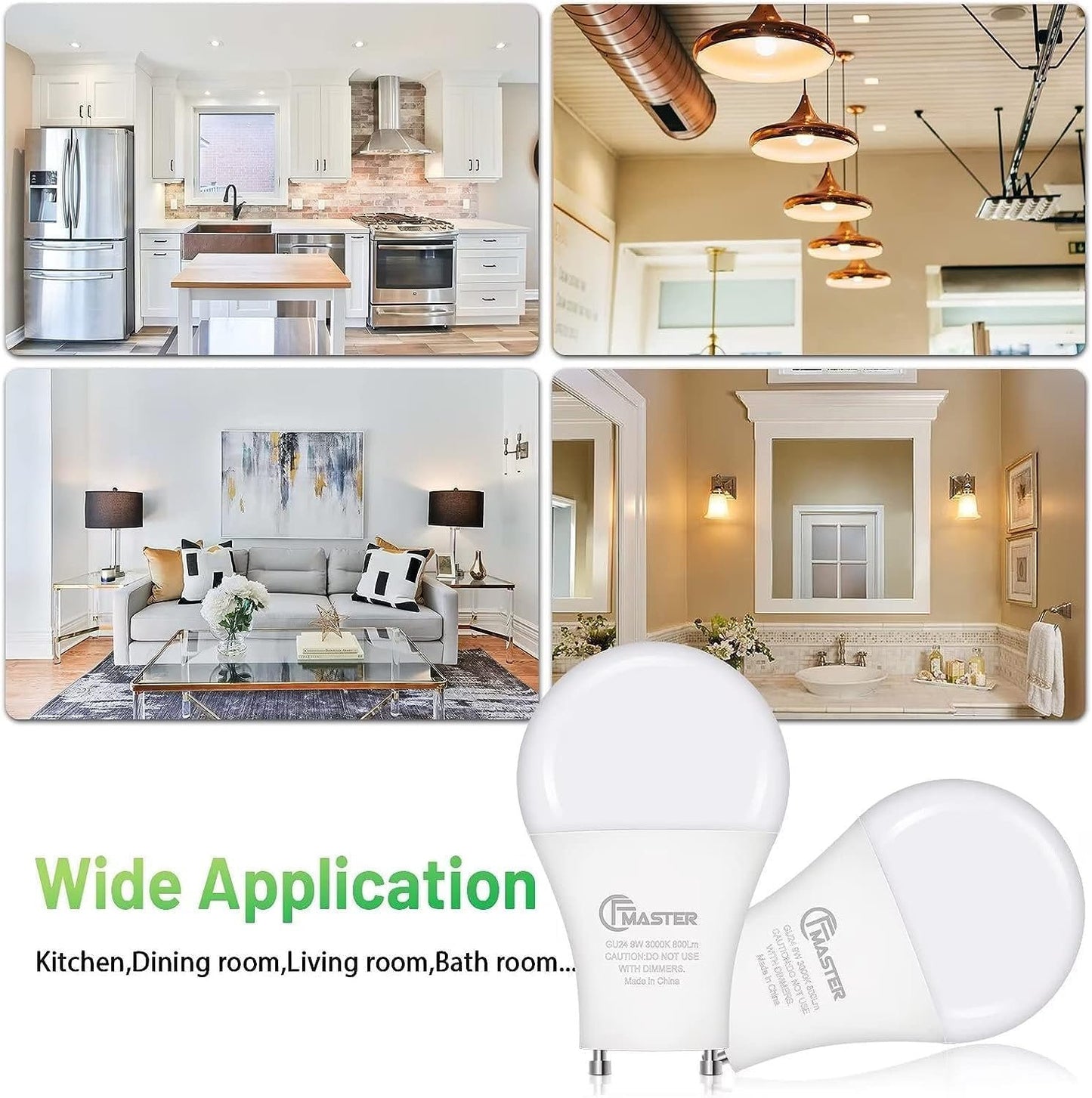 JIANGSILING GU24 LED Bulb, 3000K Warm White GU24 LED Light Bulb, 9W (60 Watt Equivalent), A19 Shape GU24 Light Bulb, Twist Lock GU24 LED Light Bulbs for Home Lighting, Non-Dimmable (16Pack, 3000K)