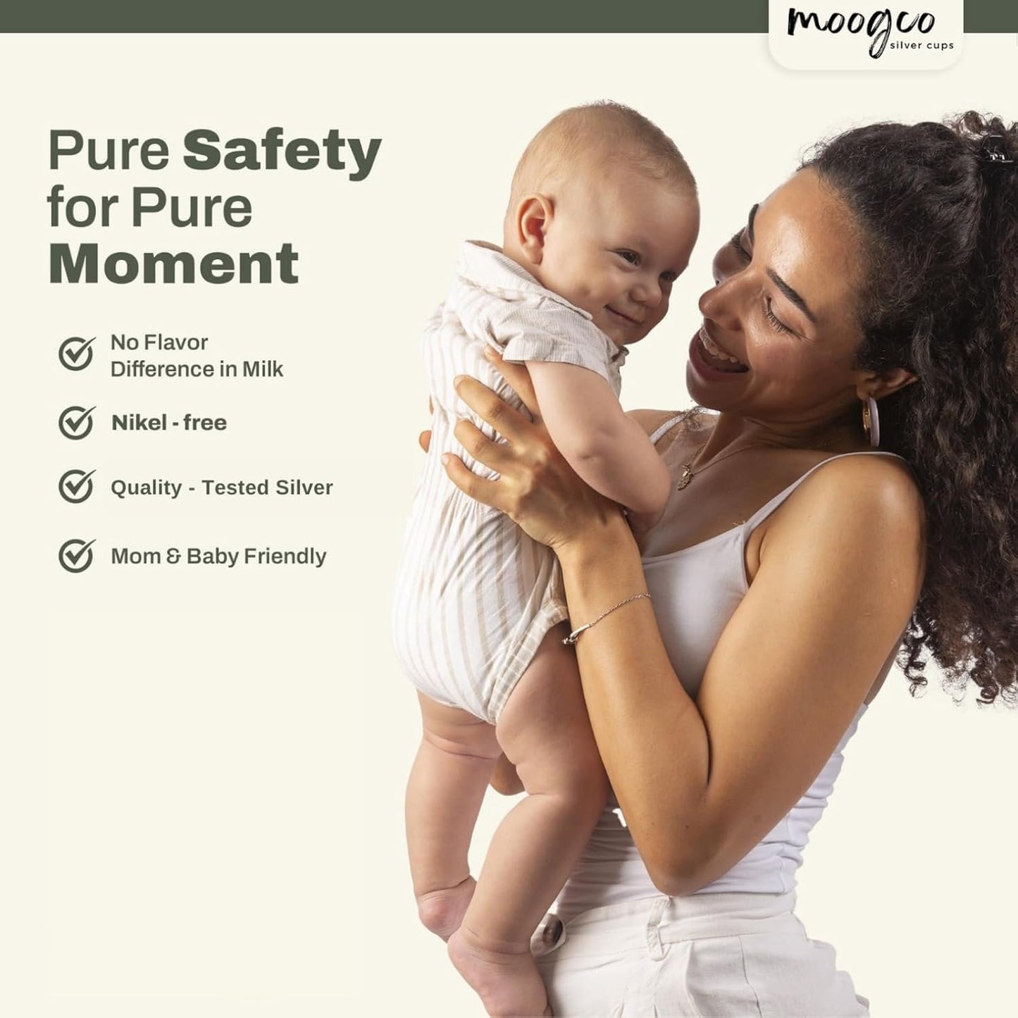 Moogco The Original Silver Nursing Cups - Nipple Shields for Nursing Newborn - Newborn Essentials Must Haves - Nipple Covers Breastfeeding - 925 Silver