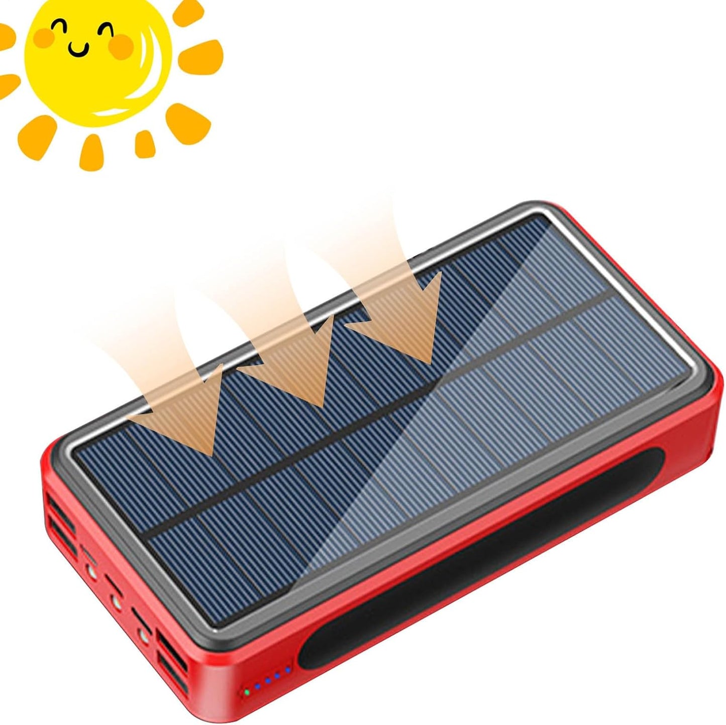 Portable Charger Power Bank - Solar Panel Battery, Wireless Charging Pack, Backup Device Charger | Waterproof USB Solar Powered Panel, Outdoor LED Flashlight Power Source Travel Hiking