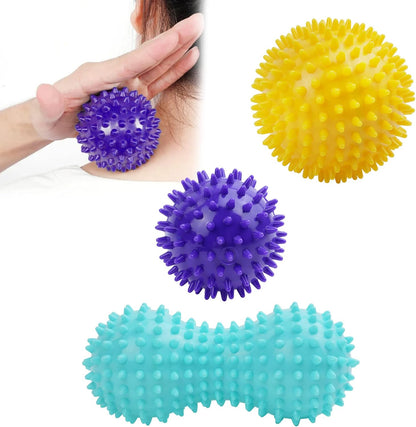 URAQT Spiky Massage Ball, 3 Pack Hard Spiky Massage Ball Roller Set, Professional Physical Therapy Massage Balls for Myofascial Release, Trigger Point Deep Tissue Massage, Plantar Fasciitis Recovery