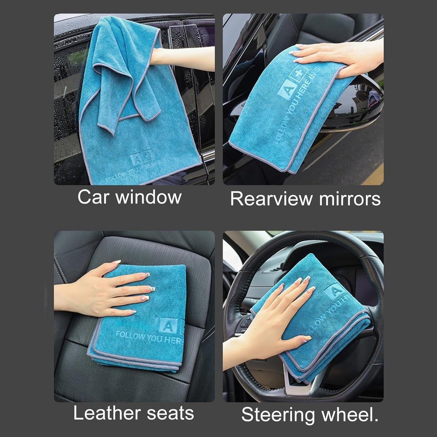 Car Microfiber Towel, Vehicle Cleaning Cloth, 13.78 x 29.53 Inches Strong Efficiency, Quick-Drying Wash Rag, Non-Linting, Super Absorbent for Car Detailing, Housekeeping, Garage Use