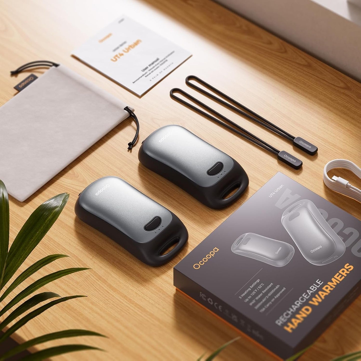 OCOOPA Magnetic Rechargeable Hand Warmers 2 Pack, IP45 Water Resistant, UL Certified, Portable Ergonomic Electric Handwarmer, Up to 9hrs, Pocket Size, Tech Gifts for Men, Raynauds, Outdoors, UT4 Urban