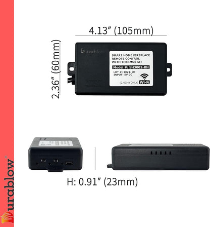 Durablow SH3002D-RH On/Off Dual WiFi (2.4G+5G) Gas Fireplace Remote Control for Millivolt Valve, Smart Home, Works with Alexa, Google Home (Timer + Wireless Thermostat + Programmable + Remote Handset)