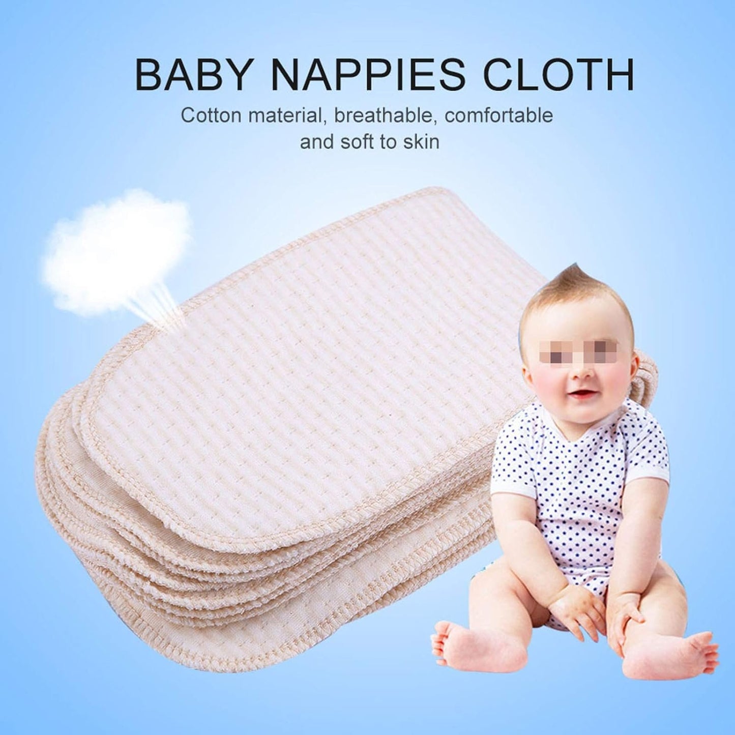 10Pcs Baby Nappies Set Newborn Cloth Diapers Baby Nappies, Newborn Cloth Diapers Sets