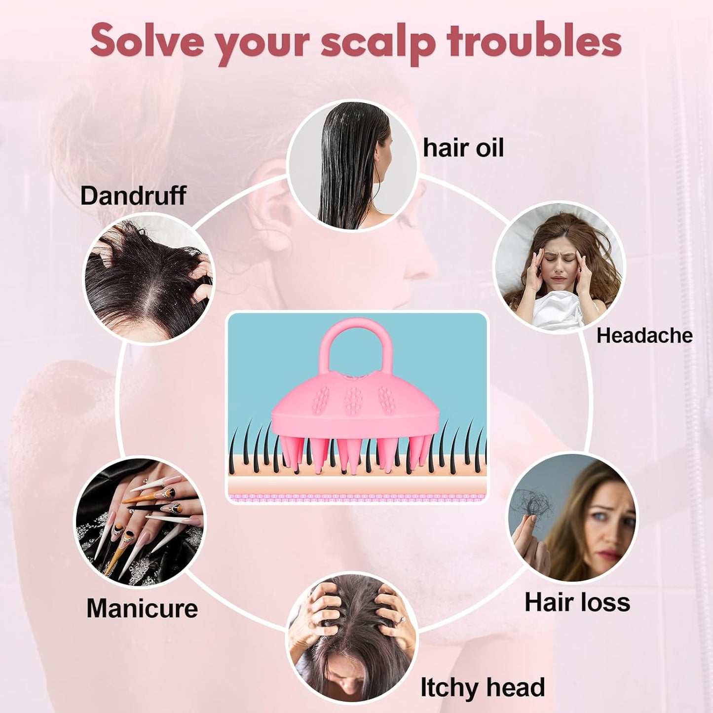 Alyvisun Scalp Massager, Soft Silicone Shampoo Brush for Hair Growth | Relaxation and Cleansing Head | Scalp Exfoliator