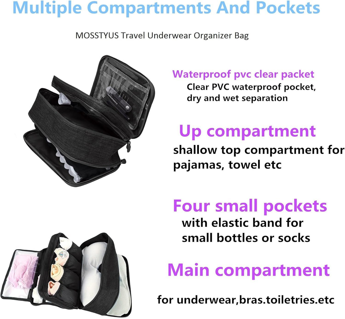 Travel Multi-function Underwear Organize Storage Bag Portable Bra Socks Lingerie Accessories Pack Cube Toiletry Bag