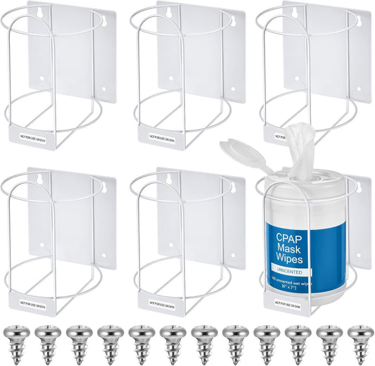 Tandefio 6 Pcs Wall Bracket for Wipes for Hospital Heavy Duty Bucket Holder Bucket Organizer White Wall Mount Wipe Dispenser Wipe Rack for Bedrooms Offices Living Rooms Home Office Public Restrooms