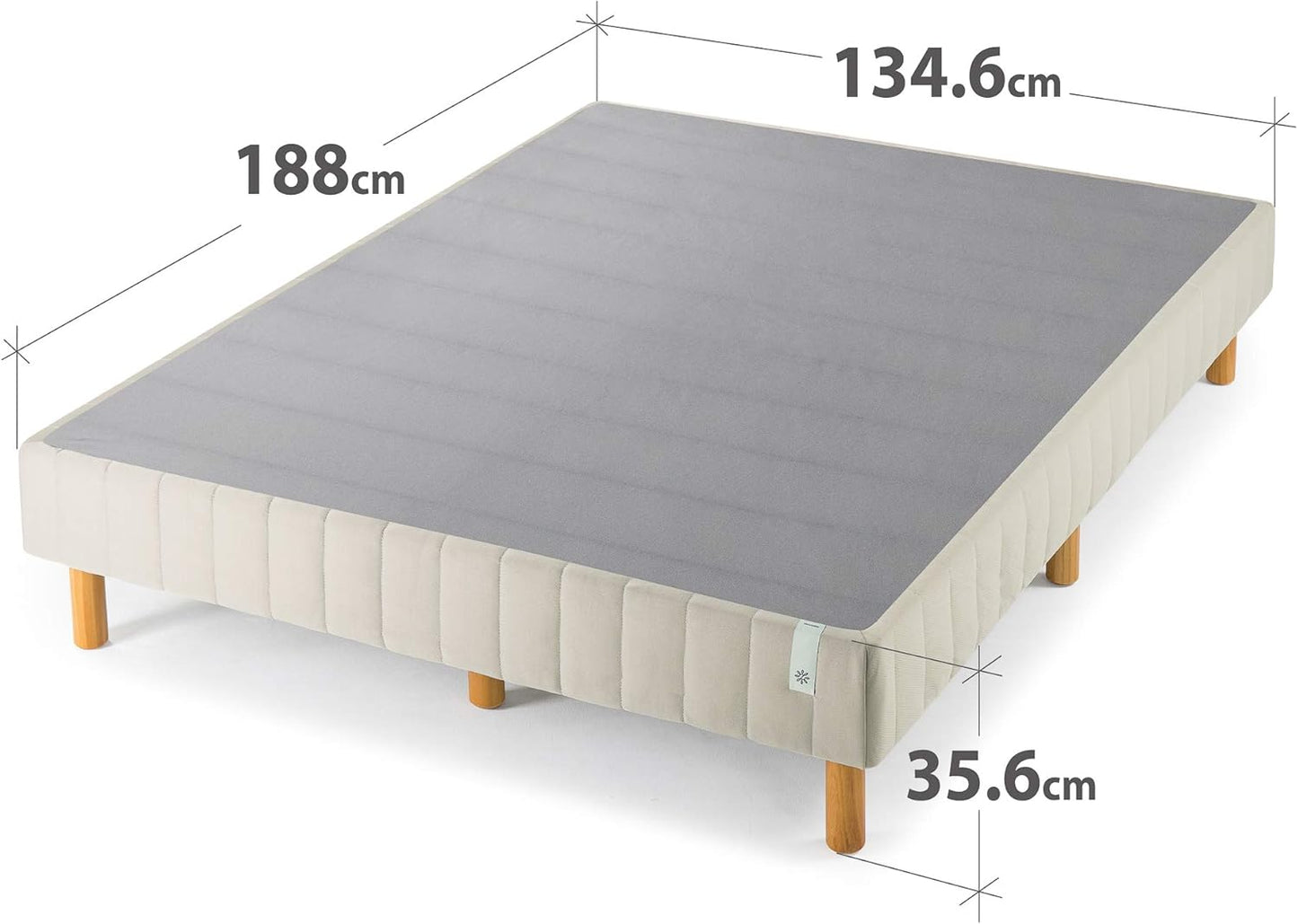 Zinus Justina Double Ensemble Bed Base Frame | Good Design Award Winner | Quick Snap Standing Platform Bed Strong Metal Frame - Beige