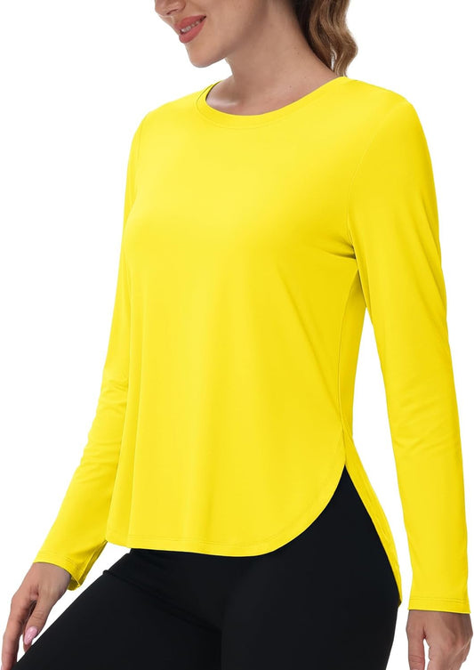 MAGCOMSEN Women's Workout Running Long Sleeve Top Athletic Hiking Sun Shirt Active Dry Fit Lightweight T Shirt UPF 80+
