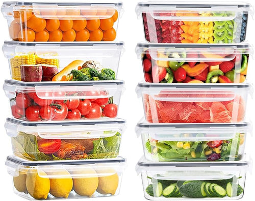 ZUNI 10 PCS Food Storage Containers with Lids Airtight (10 Lids &10 Containers), Plastic Meal Prep Containers for Home & Kitchen, BPA-Free, Leak Proof, Microwave/Dishwasher Safe with Labels & Pen