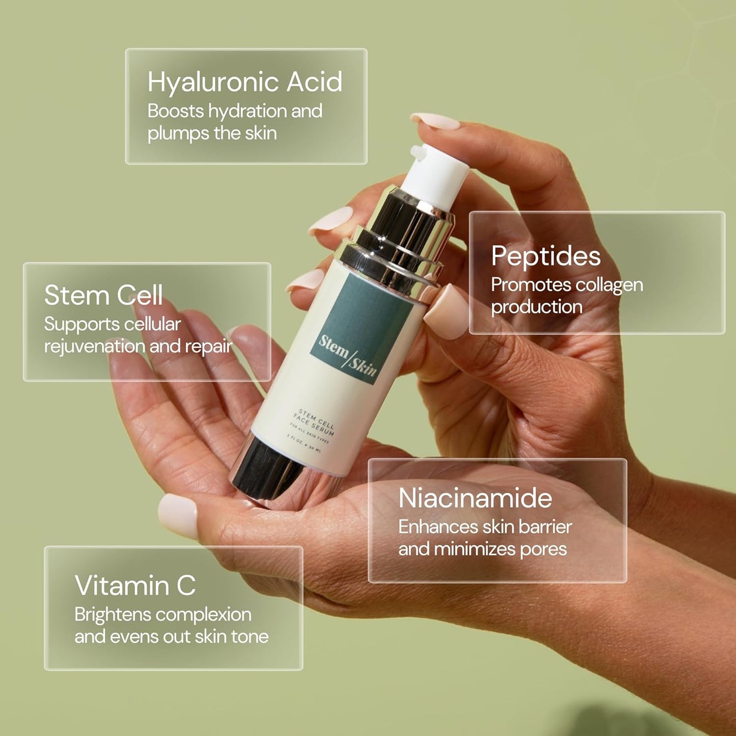 Advanced Anti-Aging Serum with Stem Cell Growth Factors – Hydrating Skin Renewal Formula for Wrinkles, Fine Lines, Acne, Skin Tone – Revitalizing and Rejuvenating Serum for Youthful Radiance