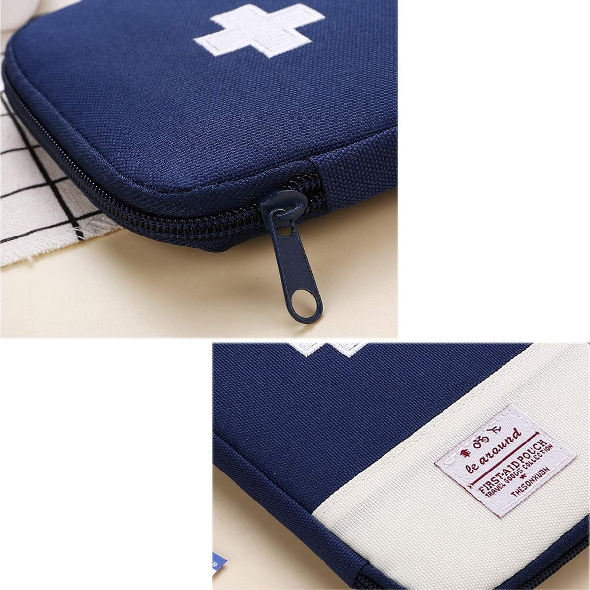 iMapo Portable Mini First Aid Kit, Empty Travel Medicine Bag, Small Medical Organizer Storage Pouch, Pill Drug Package Container for Outdoor Activities Sports Camping Hiking Emergency - Blue