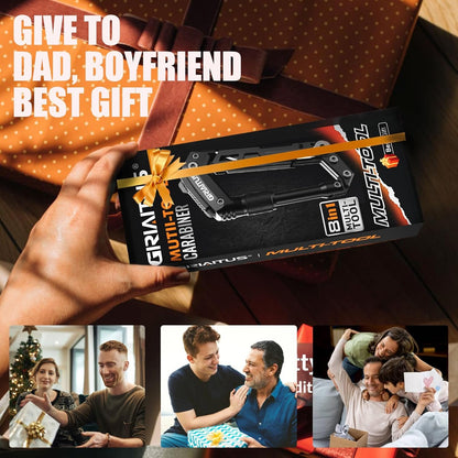 Carabiner Multitool, EDC Carabiners with Pocket Knife, Serrated Knife, Rope Cutter, Screwdriver, Can Bottle Opener, Ruler, Survival Gear for Camping Climbing Outdoor Accessories, Gifts for Men