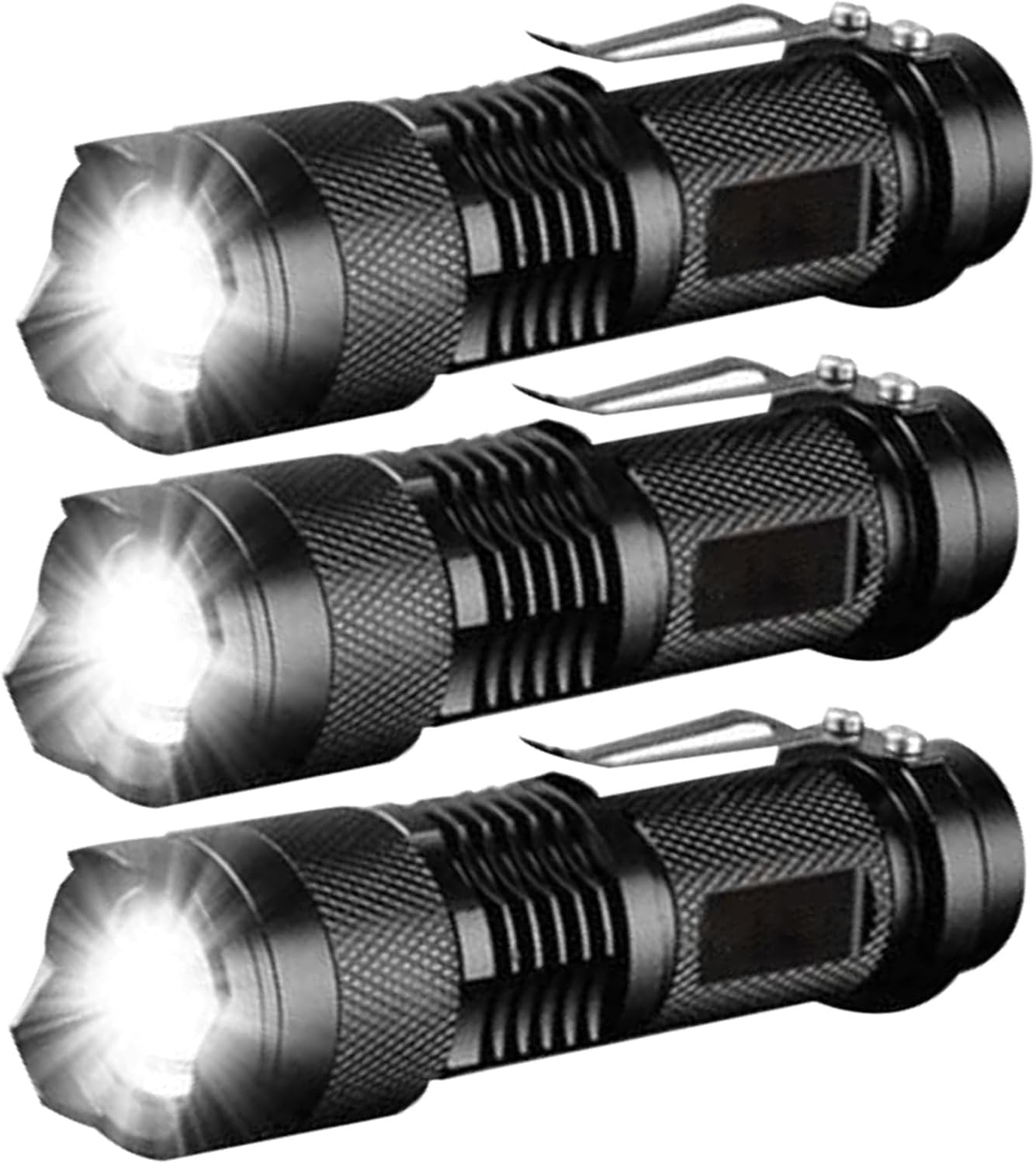 LED Flashlight Mini Flashlight 300 Lumen Portable Tactical Zoomable Pocket Flashlight Light Adjustable Focus for Kids Camping Emergency Travel Hiking Flashlight Lights（3 Pack）