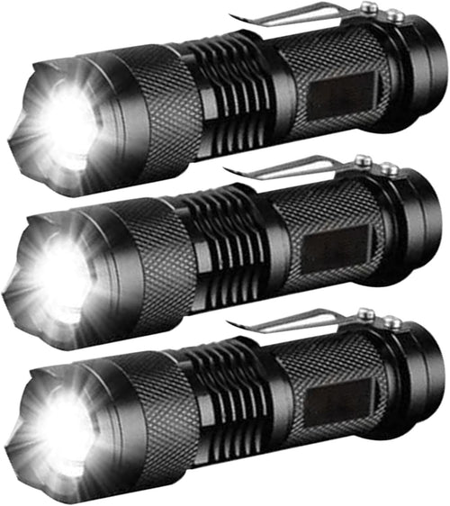 LED Flashlight Mini Flashlight 300 Lumen Portable Tactical Zoomable Pocket Flashlight Light Adjustable Focus for Kids Camping Emergency Travel Hiking Flashlight Lights（3 Pack）