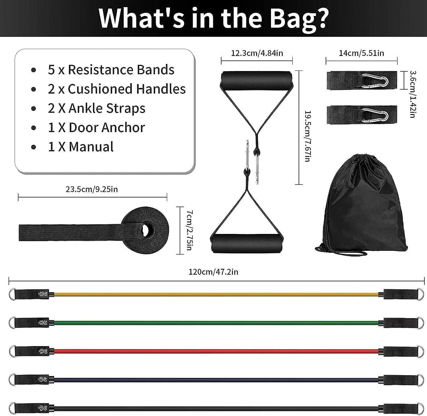11-Piece Resistance Band Set with Handles & Door Anchor – TPE Fitness Ropes for Full-Body Workout – Includes Foot Straps, Storage Bag & Accessories – Home Gym Strength Training
