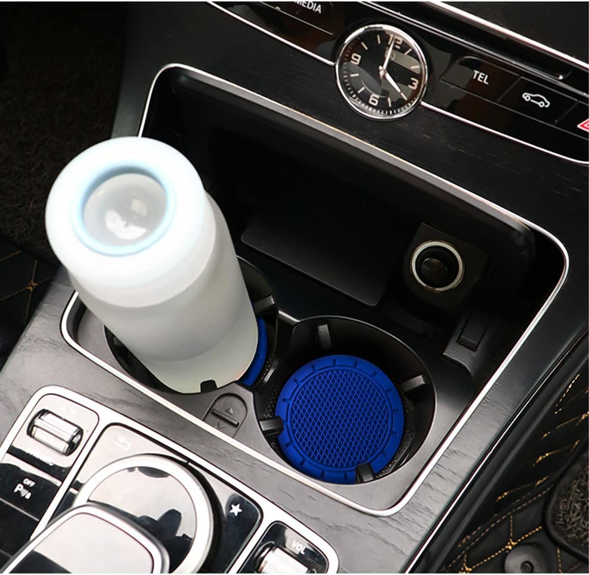 4 Pack Car Cup Holder Coaster, 2.75 Inch Diameter Non-Slip Universal Insert Coaster, Durable, Suitable for Most Car Interior, Car Accessory for Women and Men (Dark Blue)