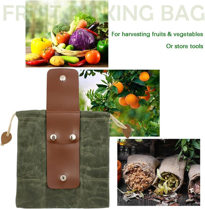 Asenie Foraging Bag Waxed Canvas Collapsible Outdoor Camping Foraging Pouch Mushroom Storage Water Resistant Leather Bushcraft Belt Tinder Dump Pouchs Brown for Travel Camping Hiking (Bag Only)