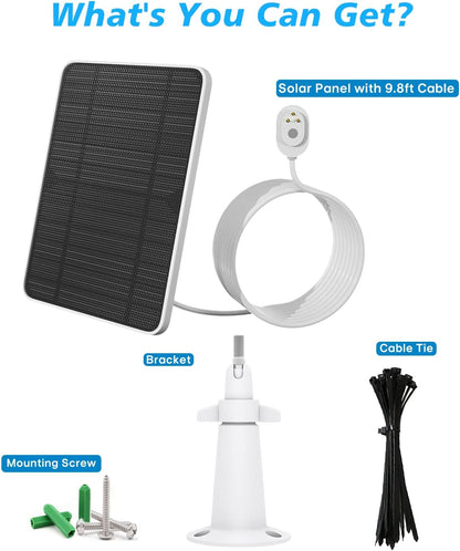 Solar Panel Charger Compatible with Arlo Ultra/Ultra 2/Pro 3/Pro 4/Pro 3 Floodlight Security Camera, 5V 4W Solar Panels Charging IP65 Weatherproof with 3M Charging Cable Adjustable Wall Mount (2 Pack)