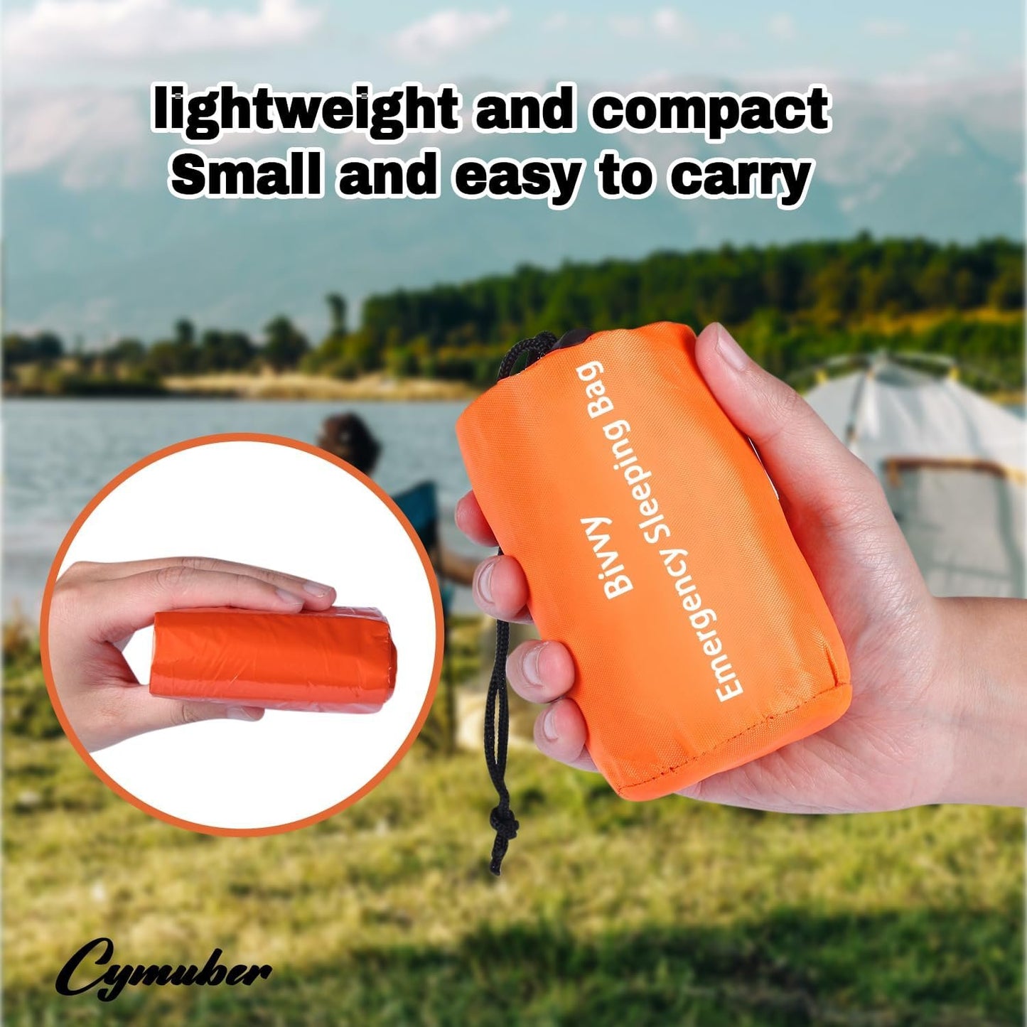 Emergency Sleeping Bag Survival Bag,Cymuber 2 Pack Portable Waterproof Thermal Bivy Sacks Tac Bivvy Bags,84"x36" Camping Mylar Sleeping Bag Survival Gear Emergency Blankets Survival Shelter