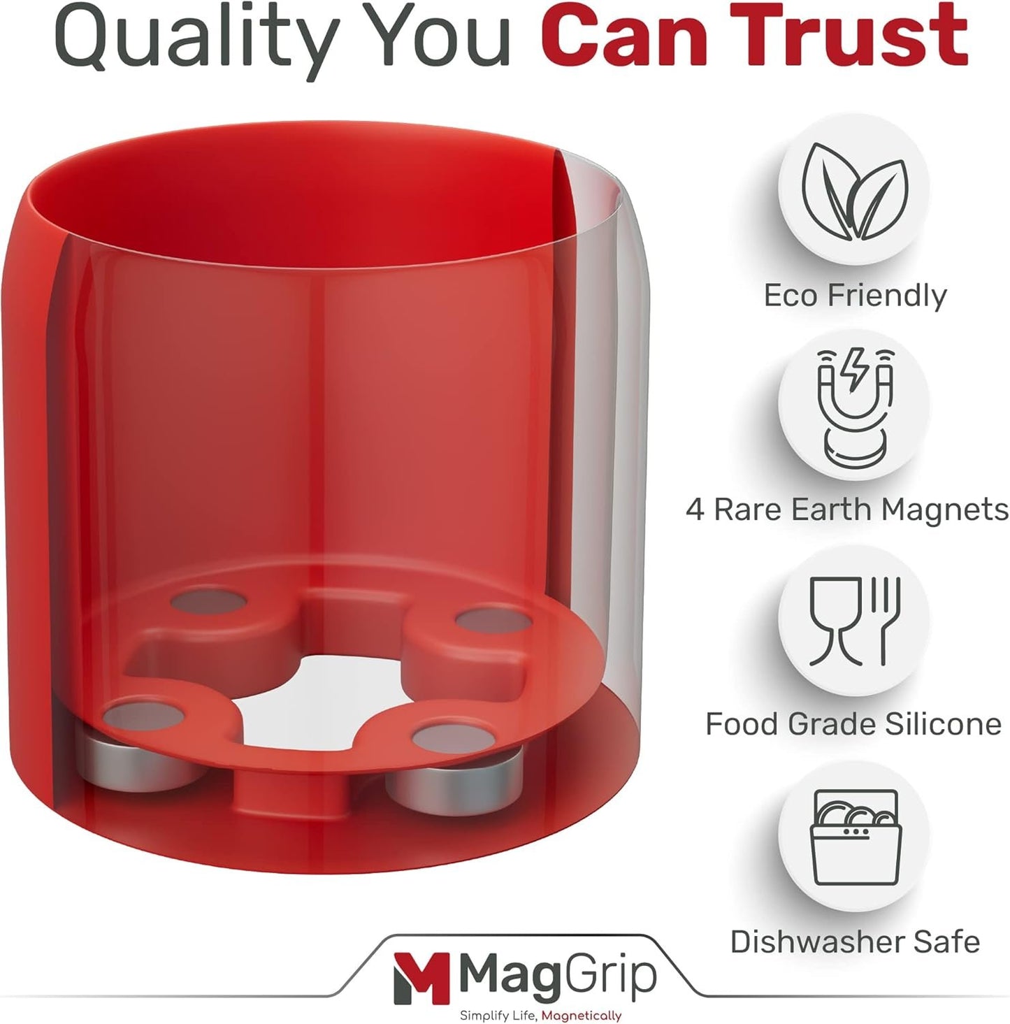 Magnetic Spice Jars Grip, RV Camper Kitchen Organization, Organization Must-Haves, Camper Must Haves, RV Kitchen Accessories, Motorhome Accessories, Tiny Home Kitchen Gadgets Space Saving 4pk Red