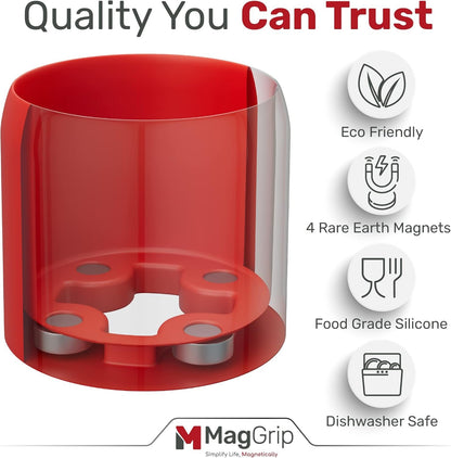 Magnetic Spice Jars Grip, RV Camper Kitchen Organization, Organization Must-Haves, Camper Must Haves, RV Kitchen Accessories, Motorhome Accessories, Tiny Home Kitchen Gadgets Space Saving 4pk Red