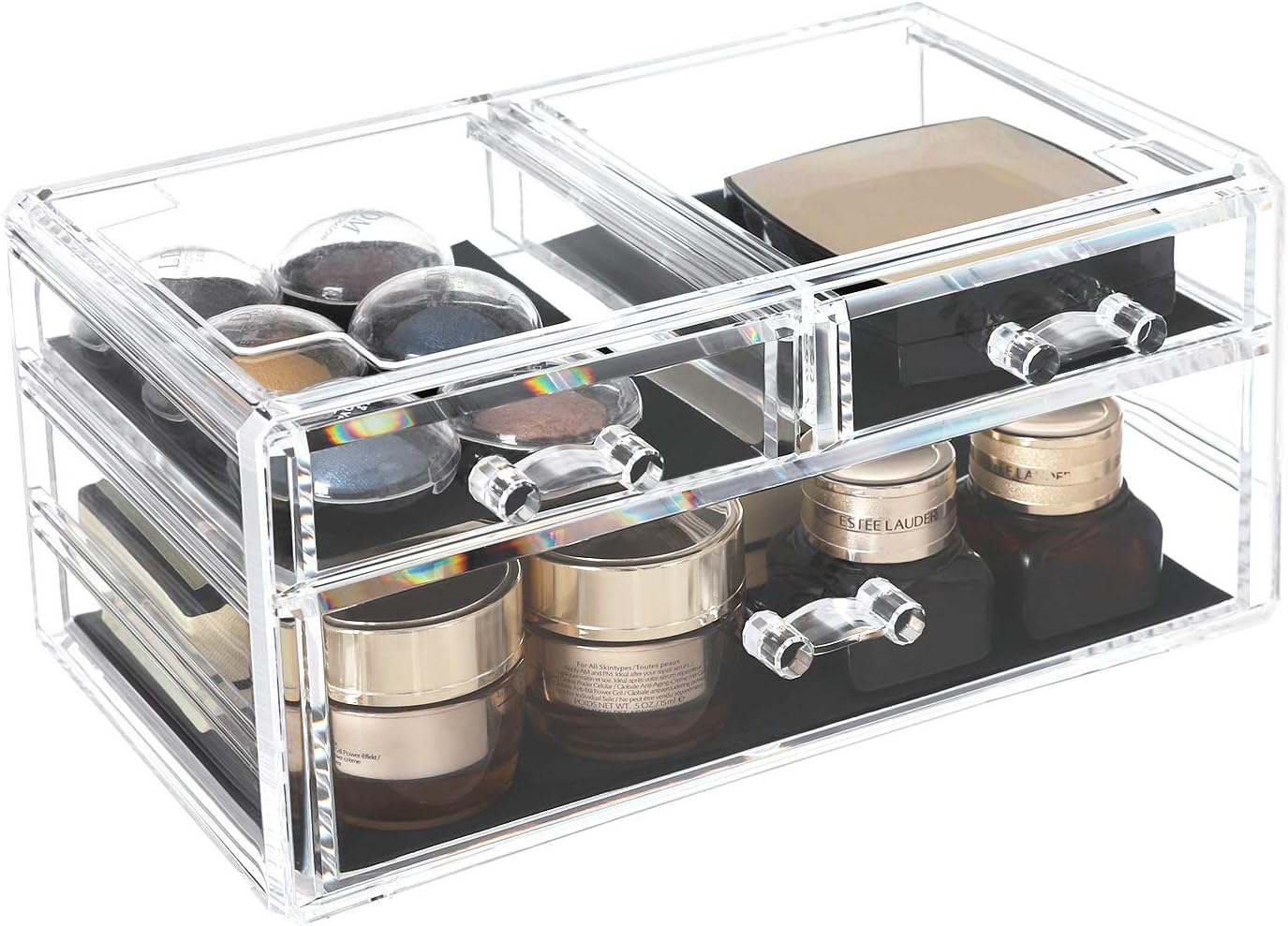SONGMICS Organizer Trucchi con 6 Cassetti, Grande Organizzatore per Cosmetici in Acrilico, per Tavolozza, Pennello, Fondotinta, Rossetto, Smalto per Unghie, Forcine, Trasparente JKA009TP