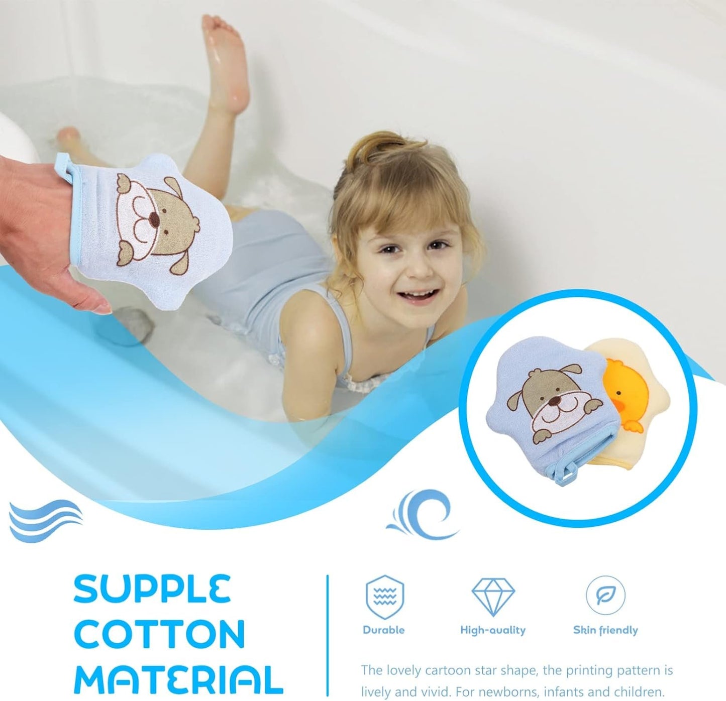 2pcs Bath Cotton Method Body Wash Cleaning Gloves Infant Shower Mitt The Face Baby South