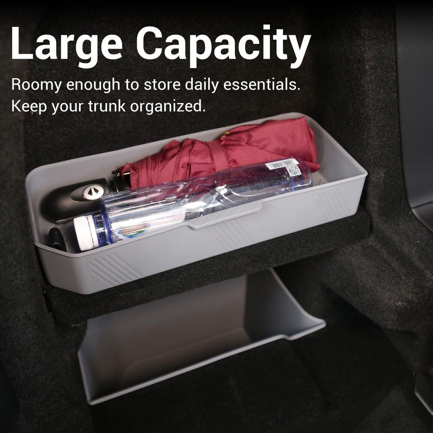 SCREW RHINO Trunk storage box set perfectly Compatible with Tesla model x 2022-2024 -left and right compartment silicone storage box-gray 3-piece set, efficient organization of items
