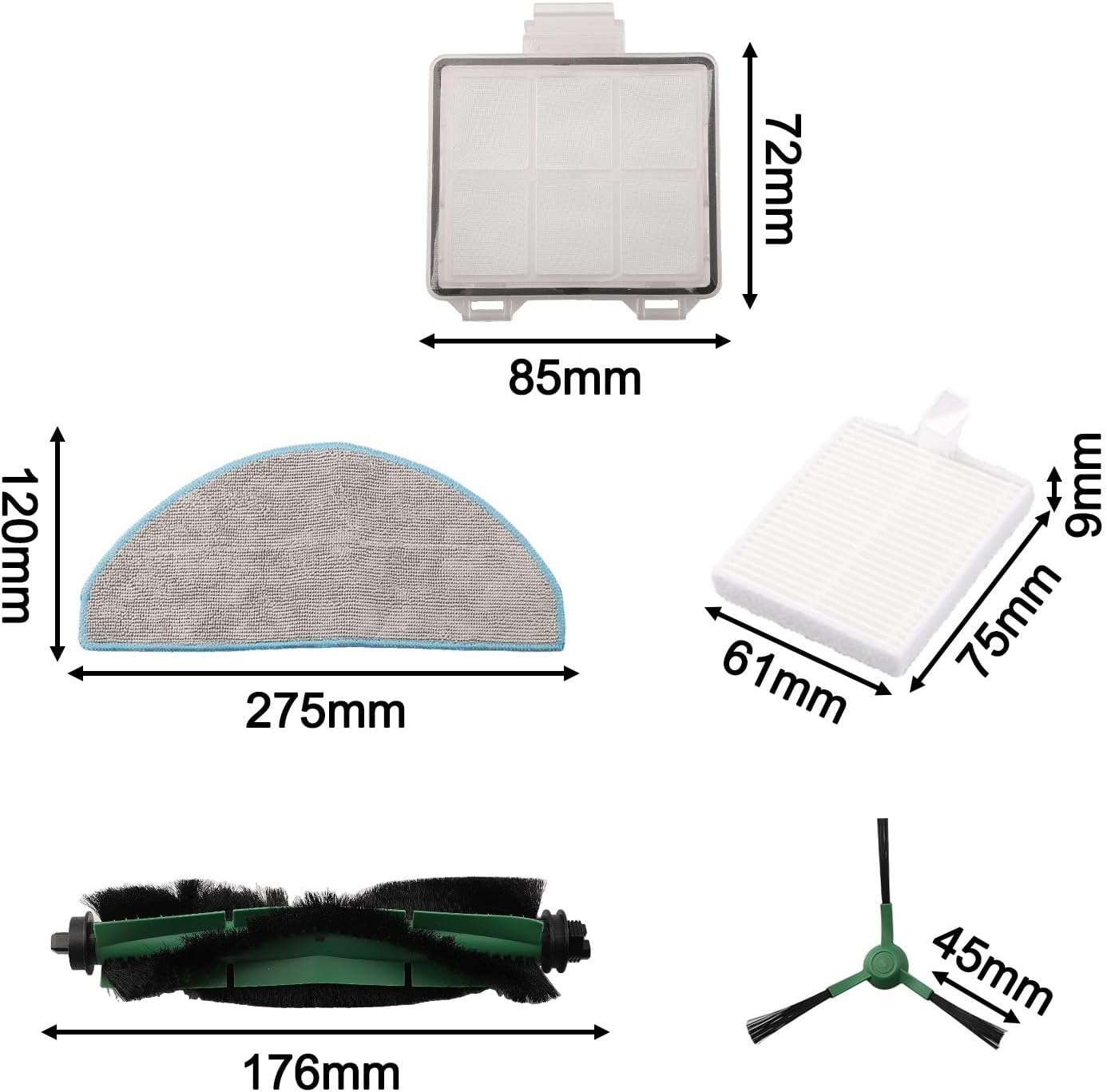 Cleaning For Essentials Kit spazzola principale con filtri e panni mocio insieme a spazzole laterali per Roomba modelli Y0140/Y0110/Y0112