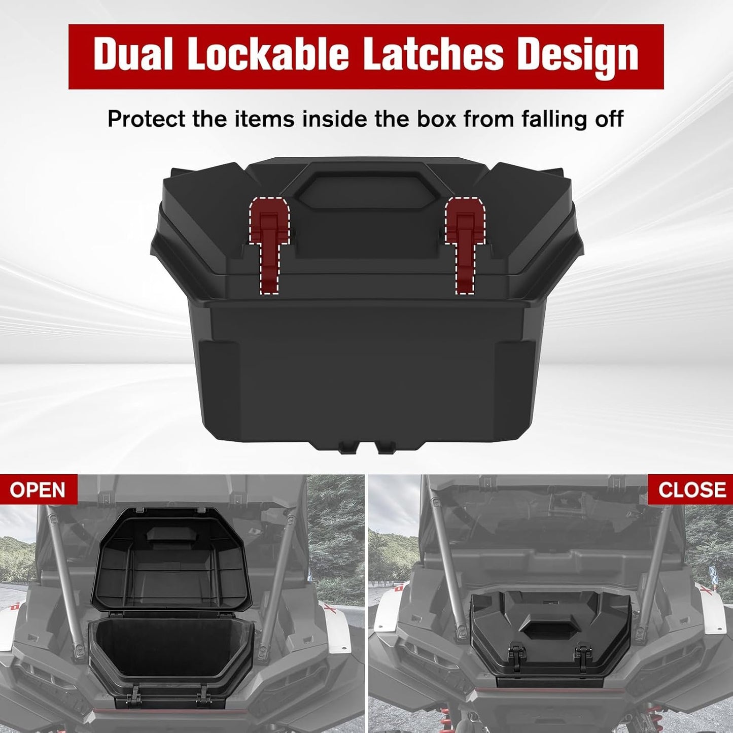 LitMiRaCle Rear Cargo Storage Box for 2024 Polaris RZR XP 1000, Durable 55 QT Trunk Storage Bin for UTV Polaris RZR XP 1000/ XP 4 1000 2024 Accessories, Replace OEM #2884525, Black